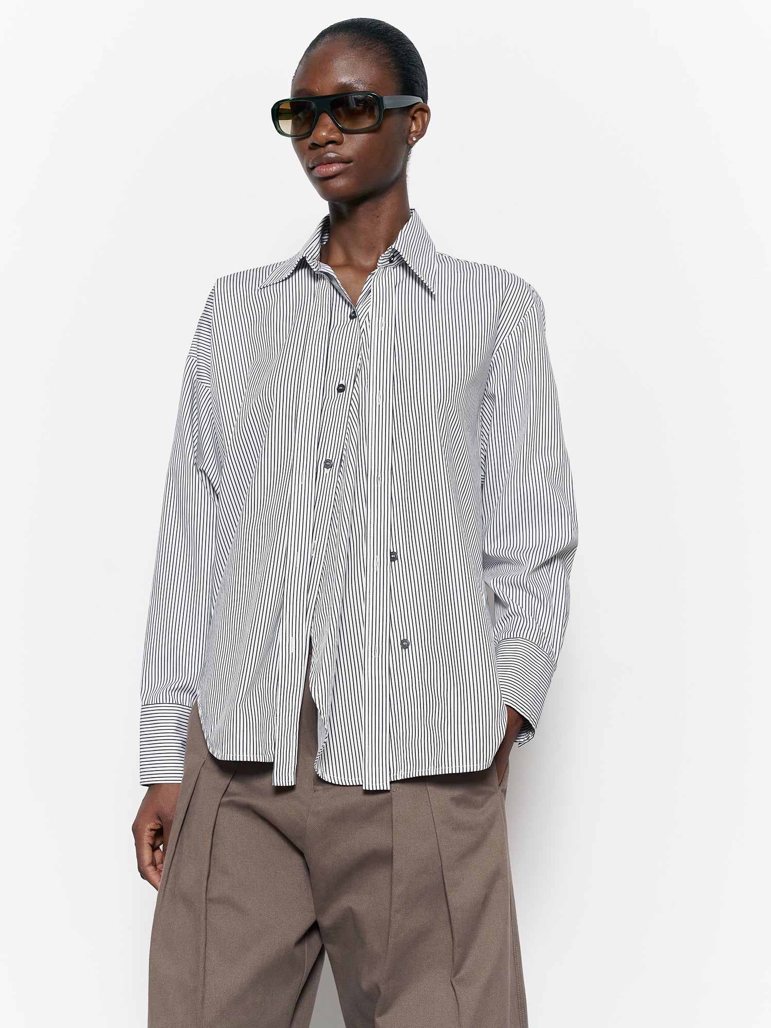 Elif Shirt White / Black Stripe