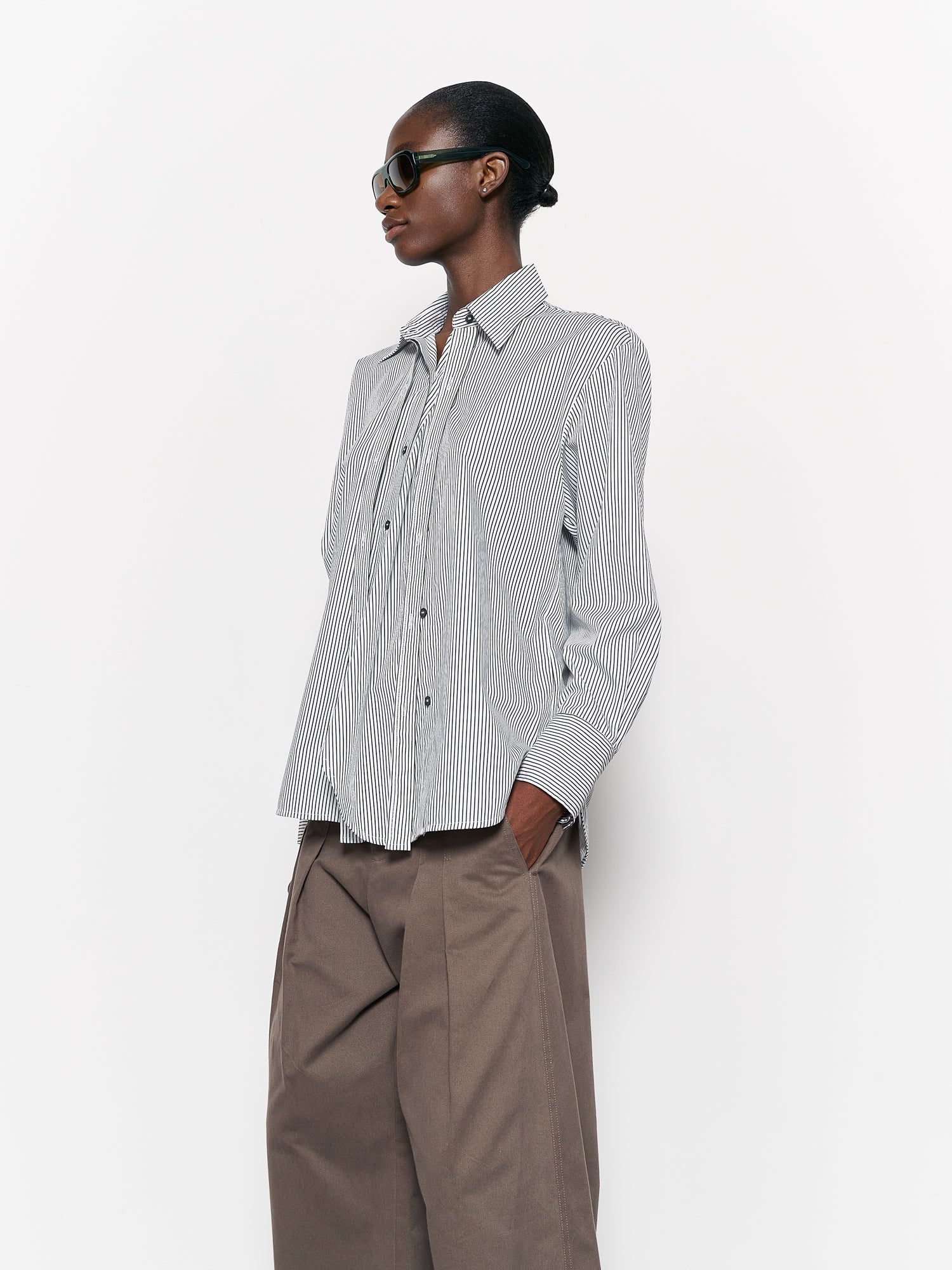 Elif Shirt White / Black Stripe