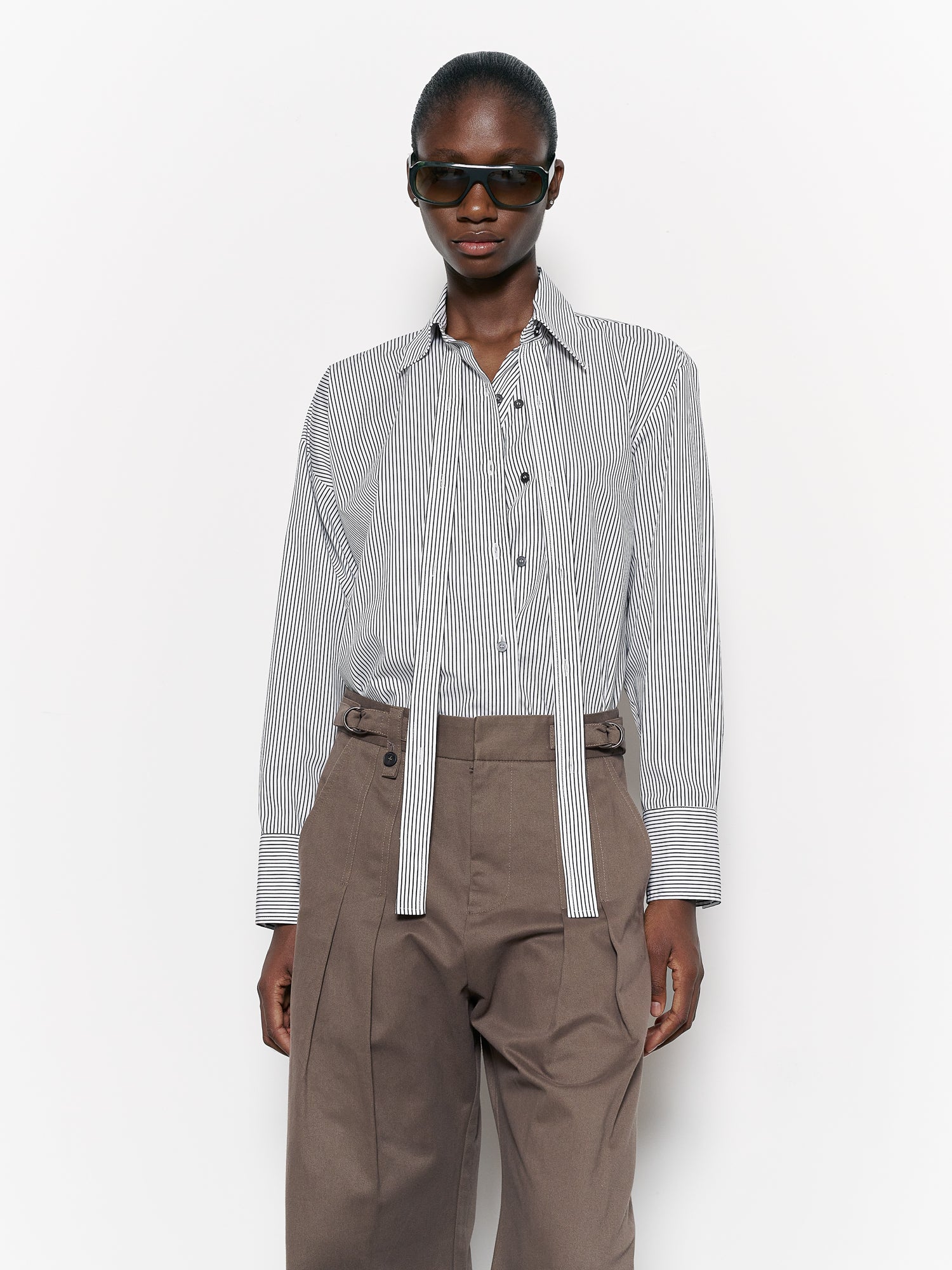 Elif Shirt White / Black Stripe