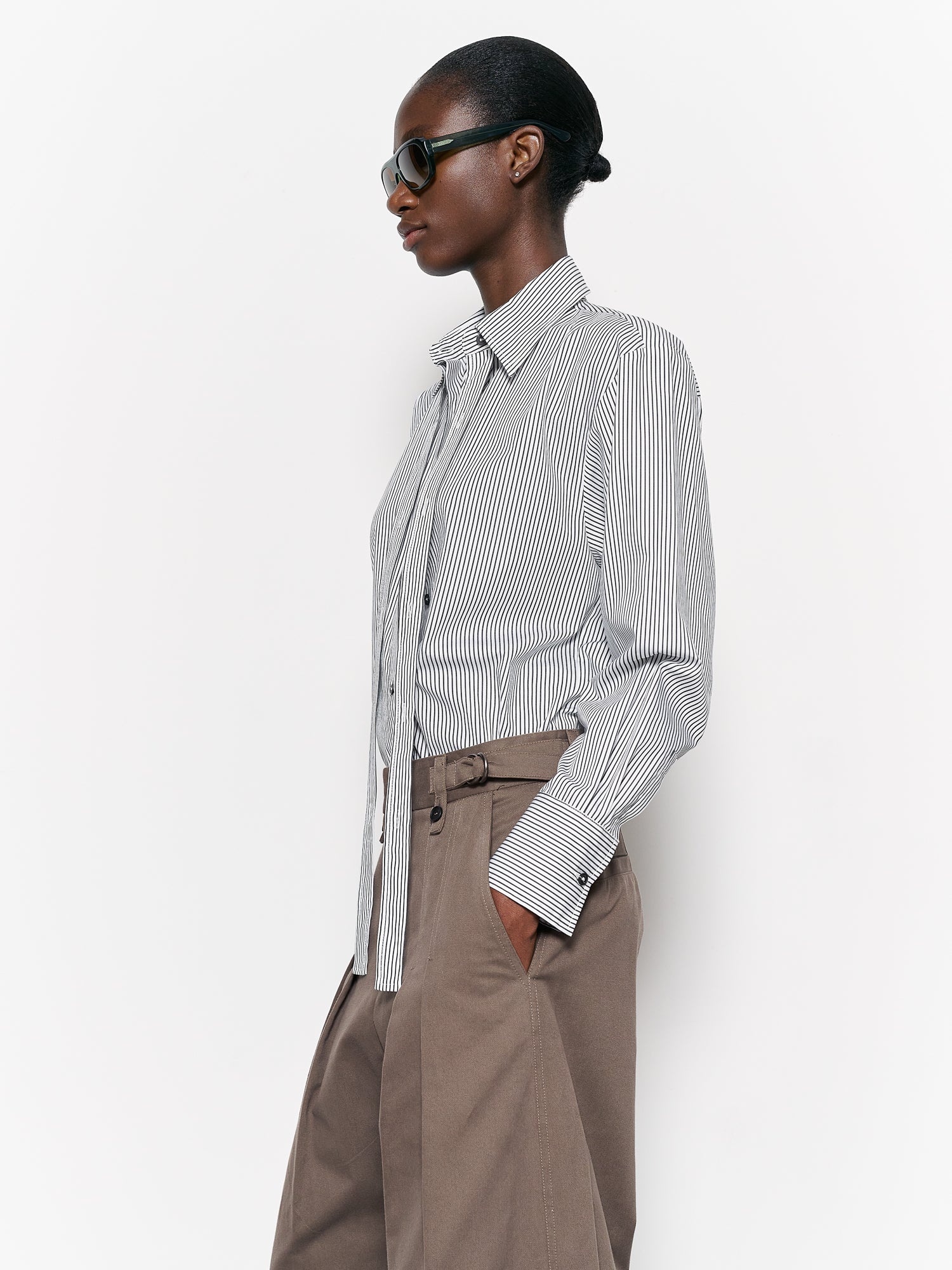 Elif Shirt White / Black Stripe