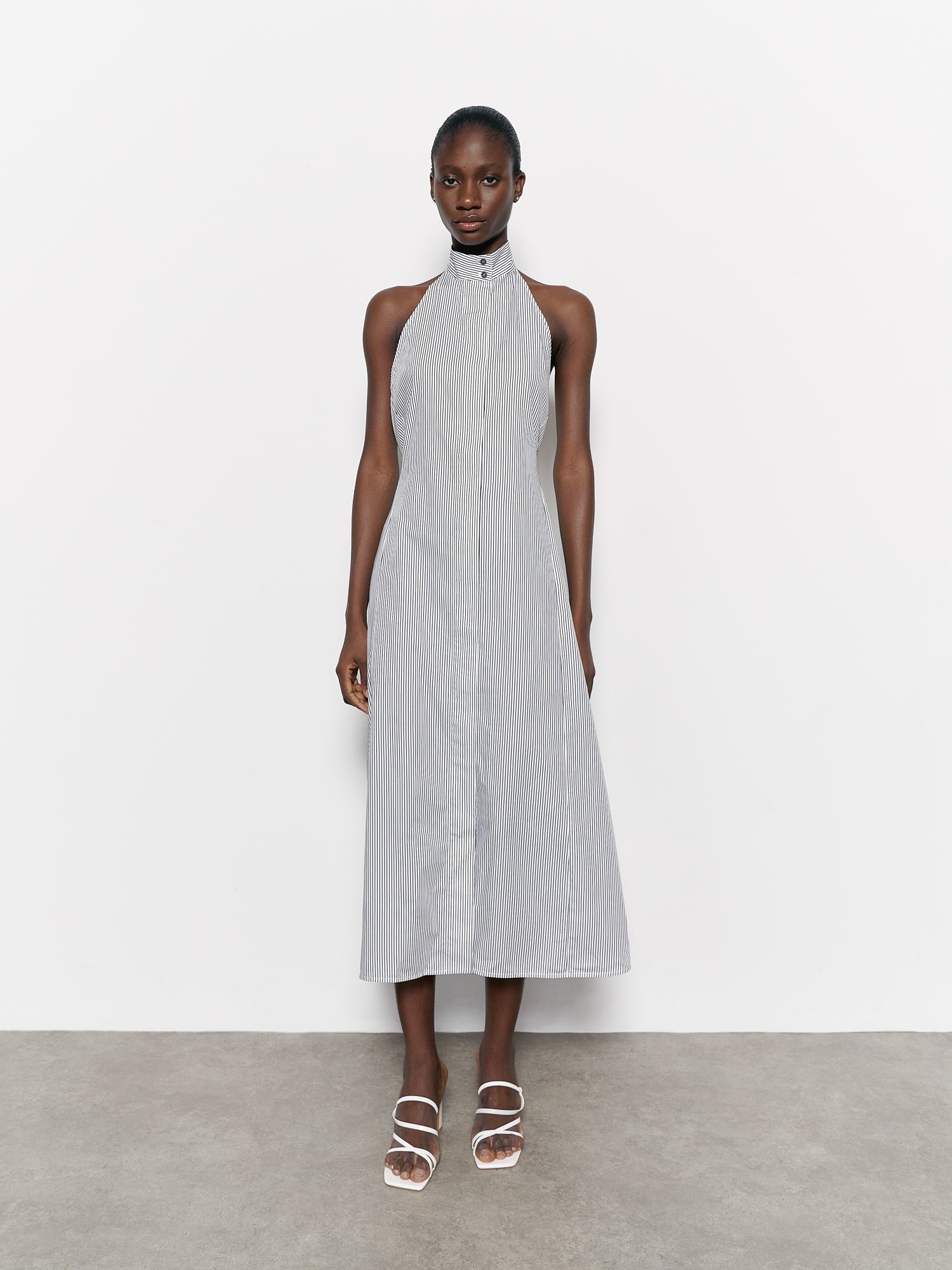 Allie Dress White / Black Stripe