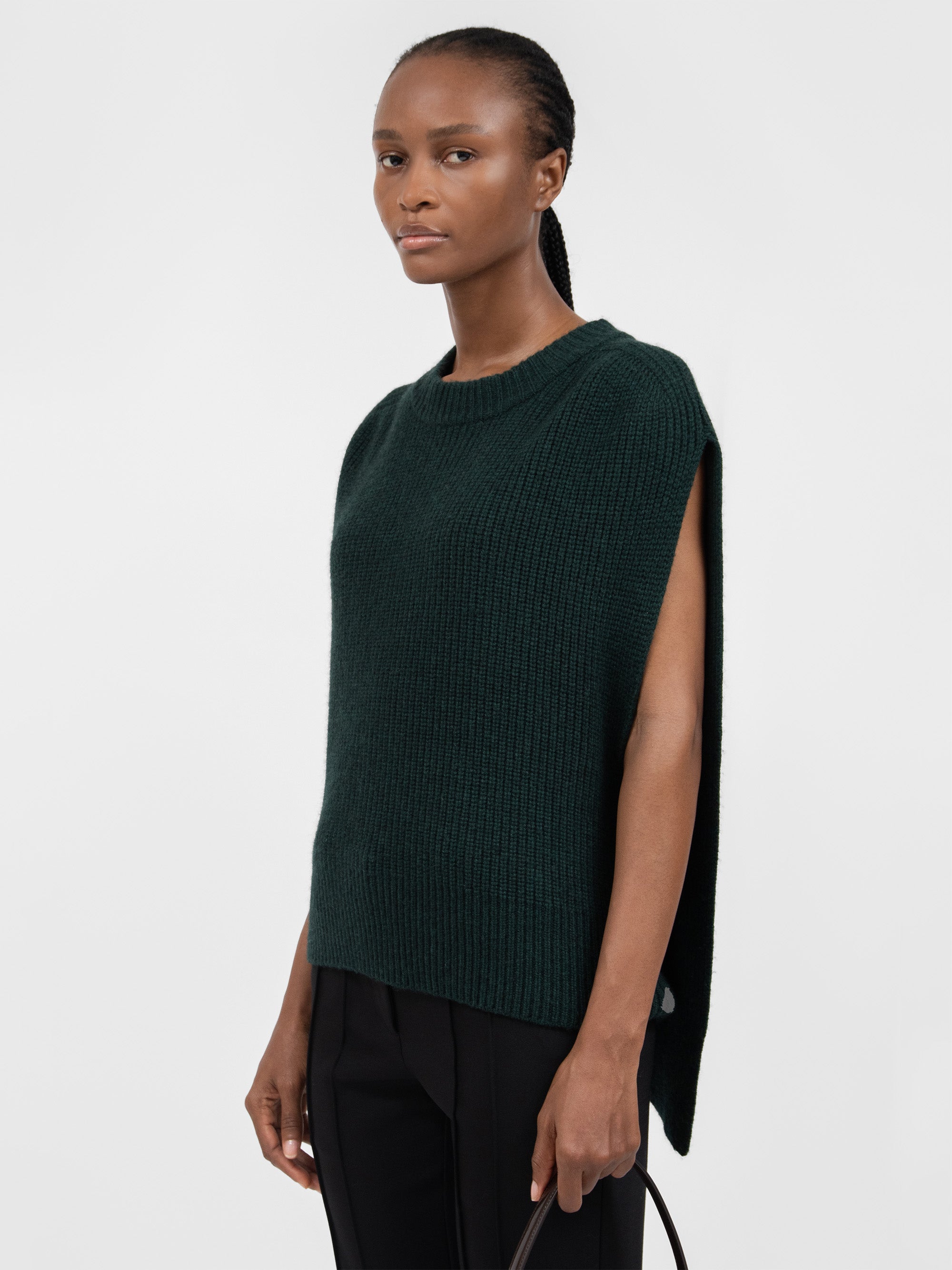 Lata Wool Cashmere Blend Knit Vest Seaweed