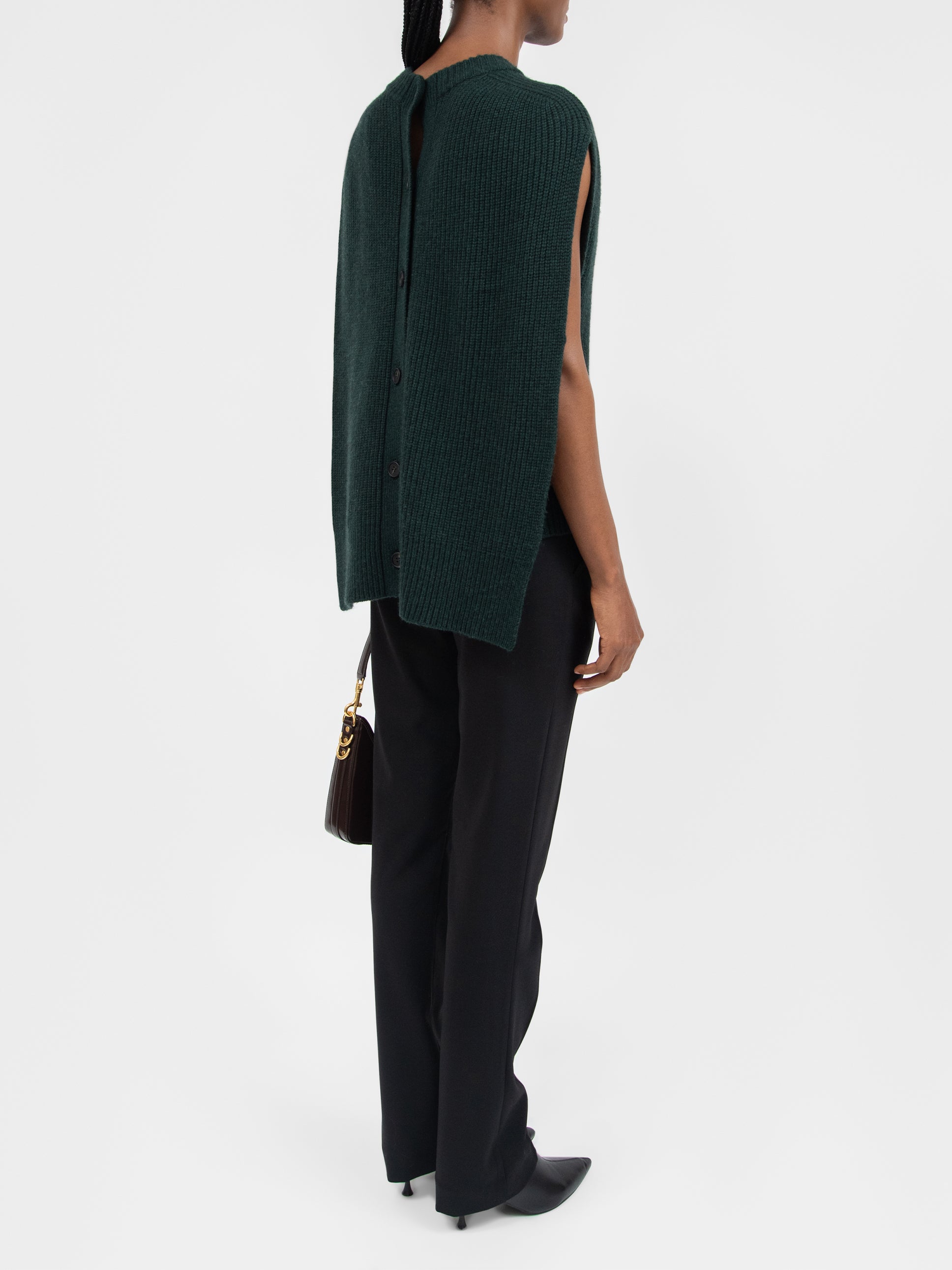 Lata Cashmere Knit Vest Seaweed