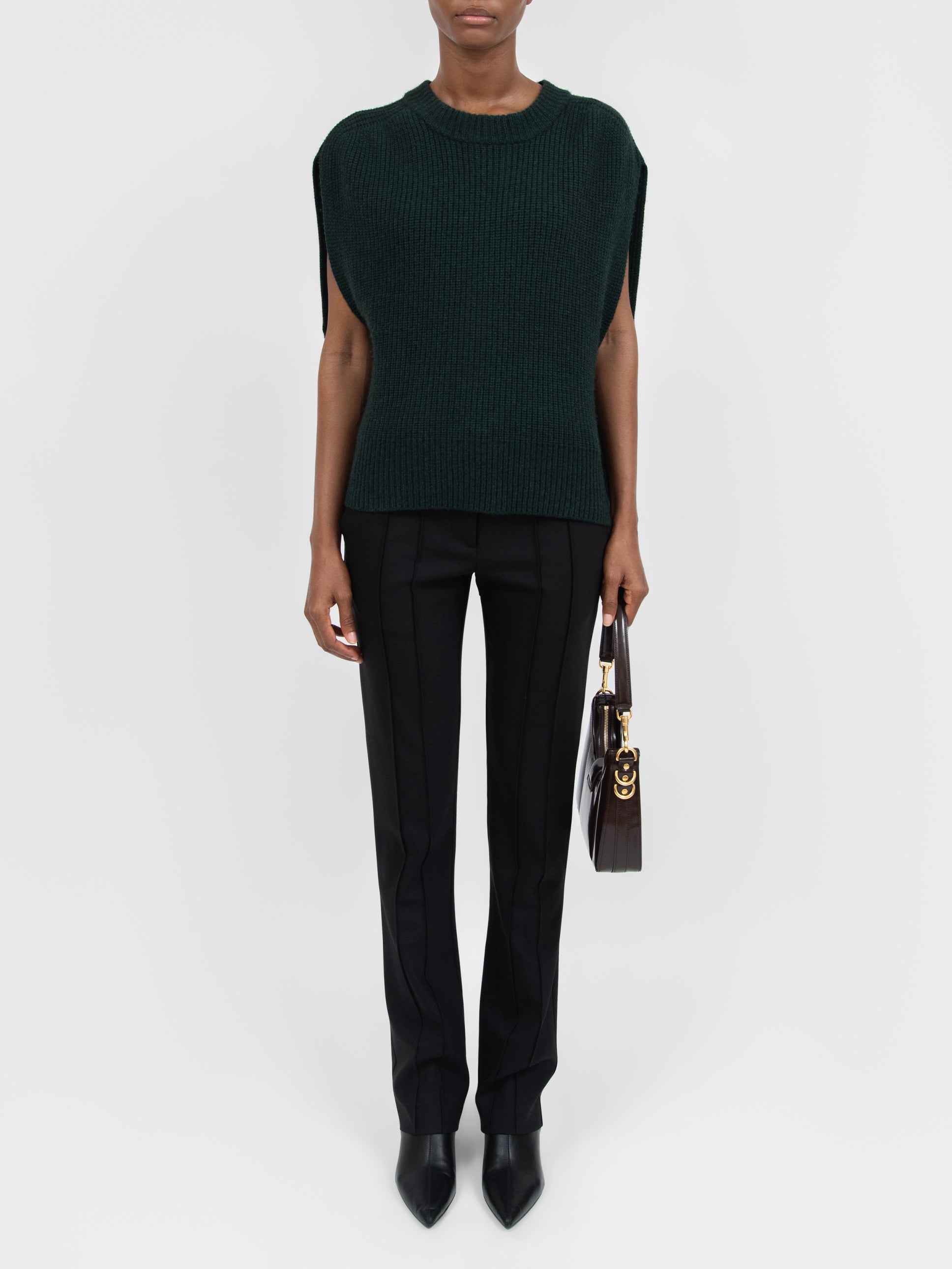 Lata Cashmere Knit Vest Seaweed