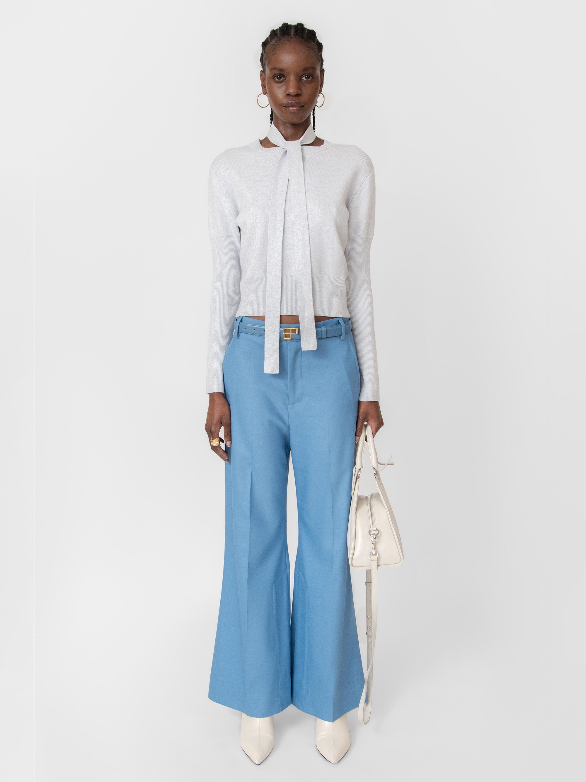 Dayana Cashmere Knit Top Icy Blue