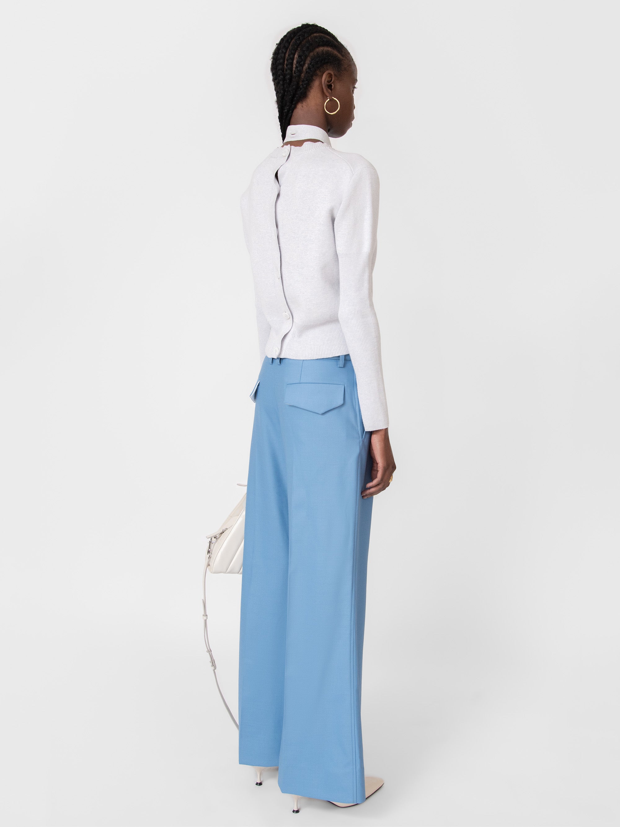 Dayana Cashmere Knit Top Icy Blue