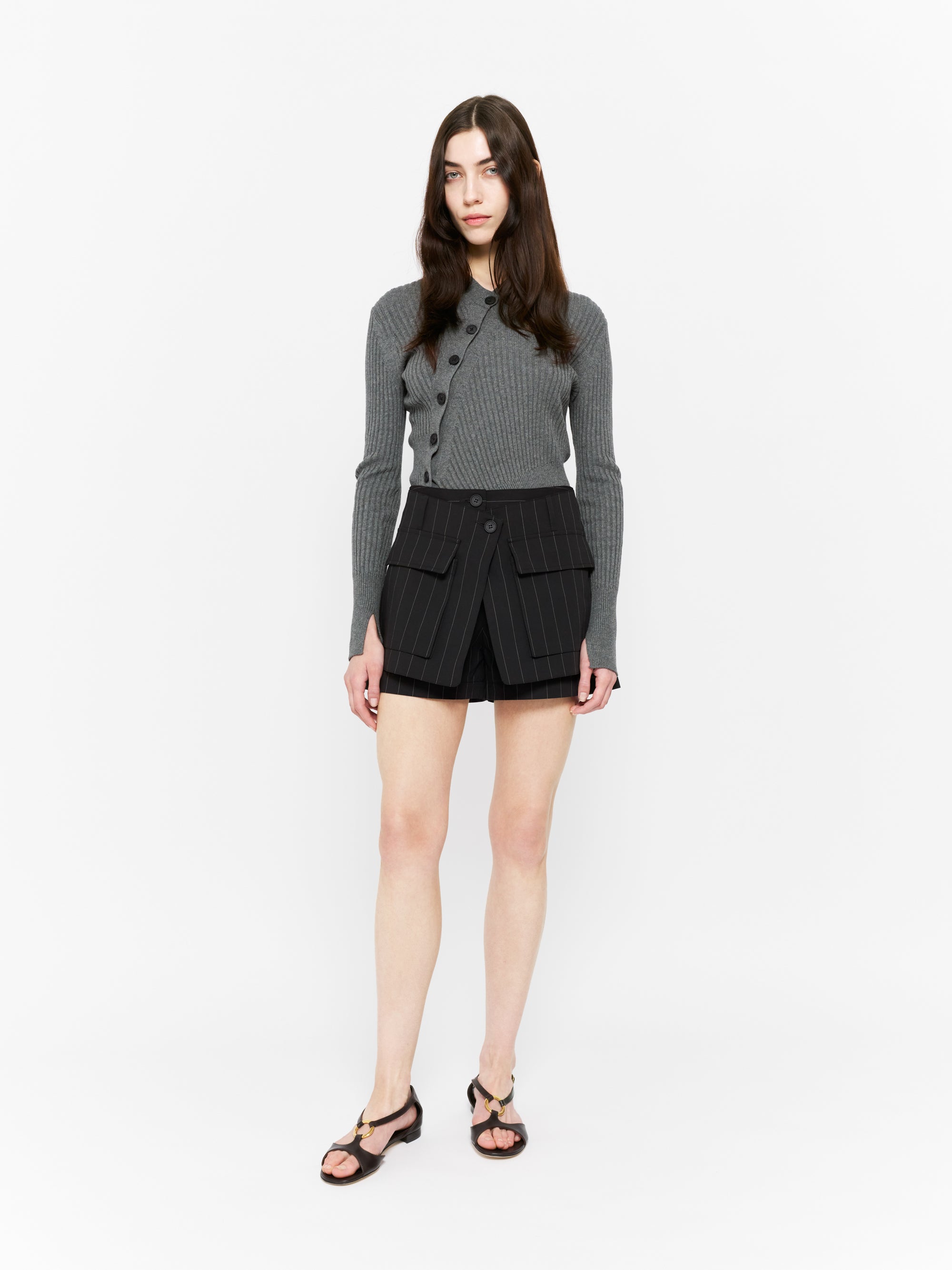 Natasha Short Black and Off White Stripe