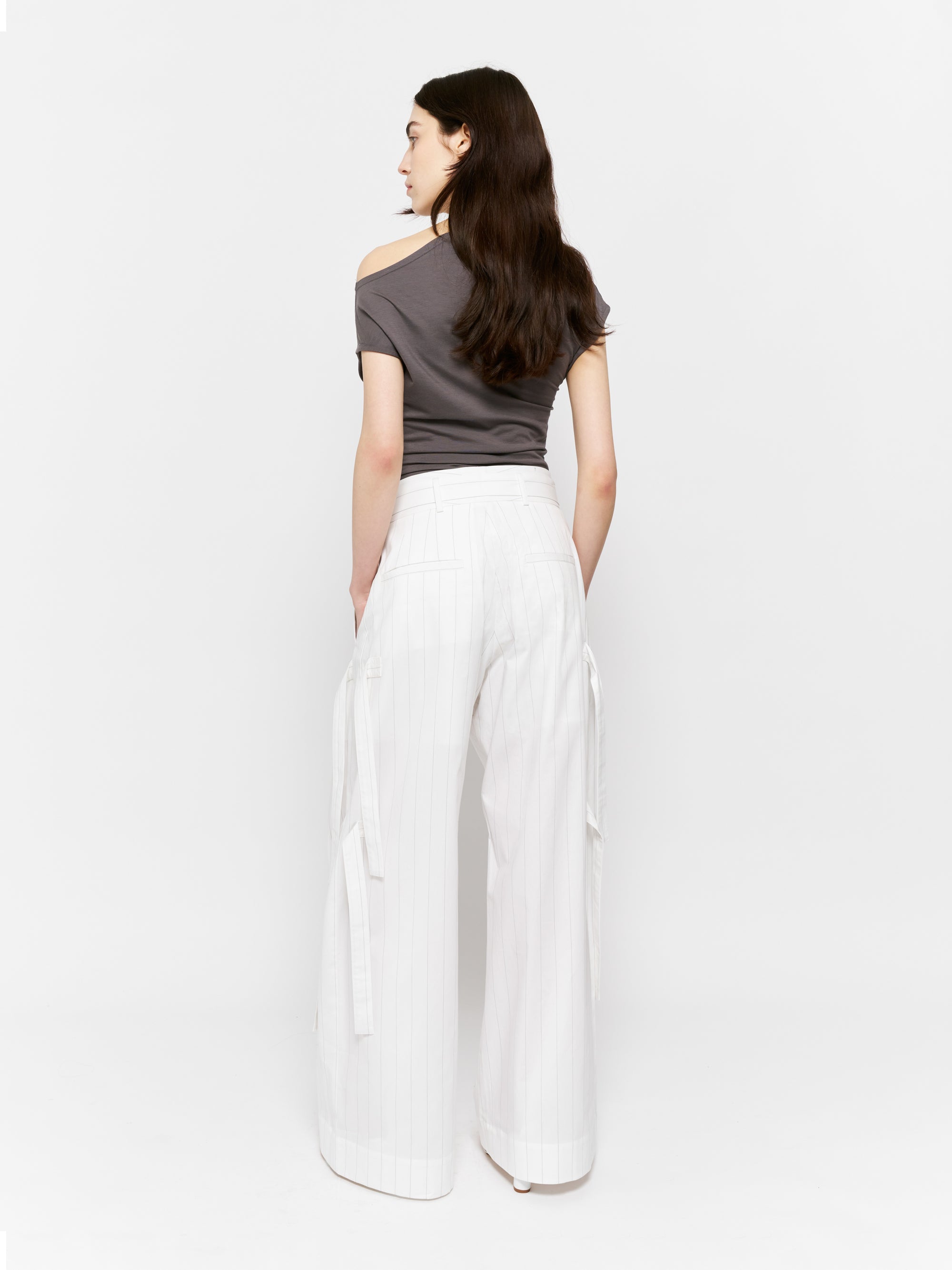Yva Trousers White and Black Stripe