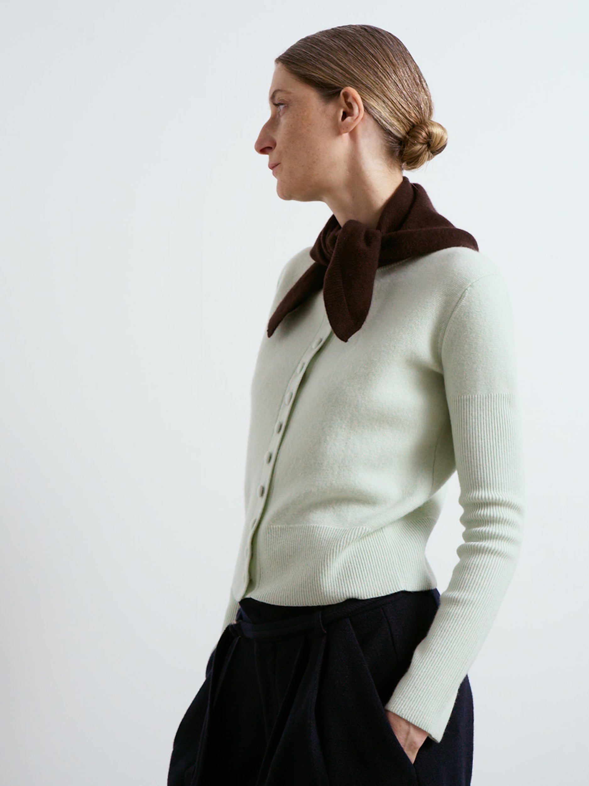 Bianca Cardigan Mint and Brown