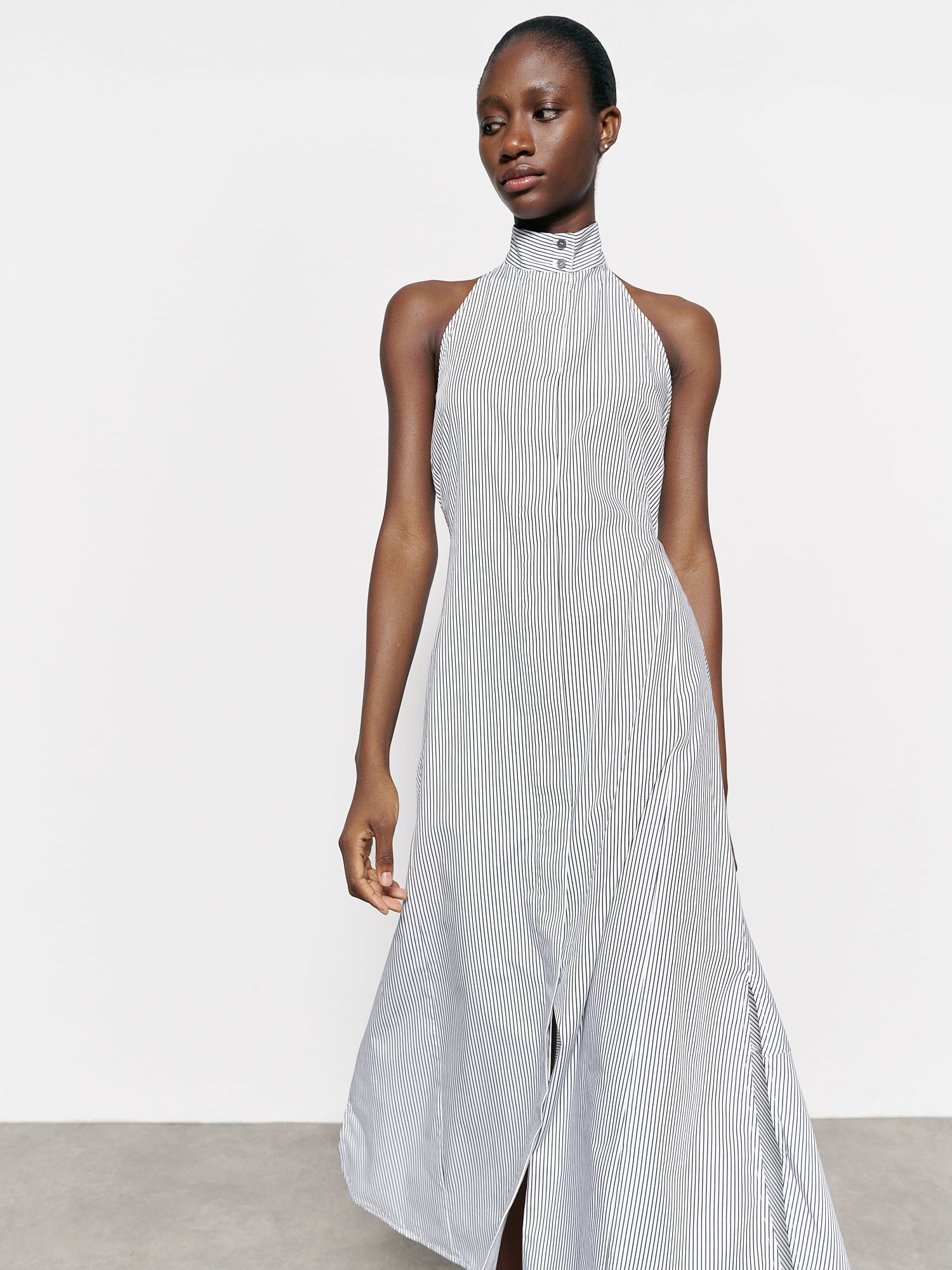 Allie Dress White / Black Stripe