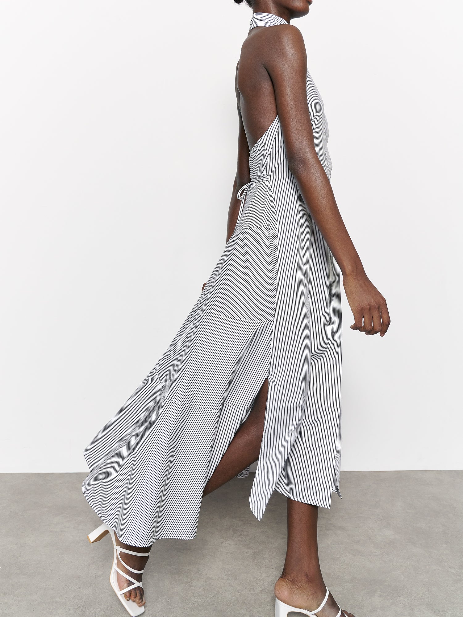 Allie Dress White / Black Stripe