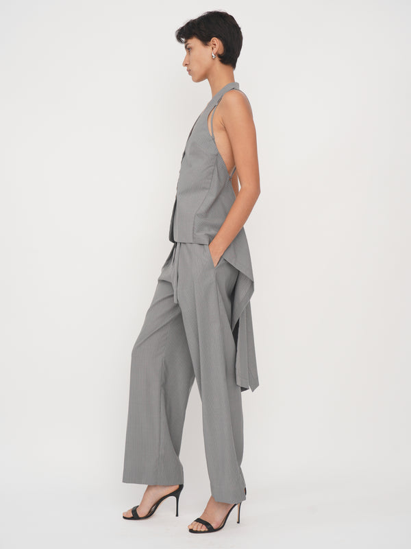 Sinead Top Grey and White Stripe - EUDON CHOI