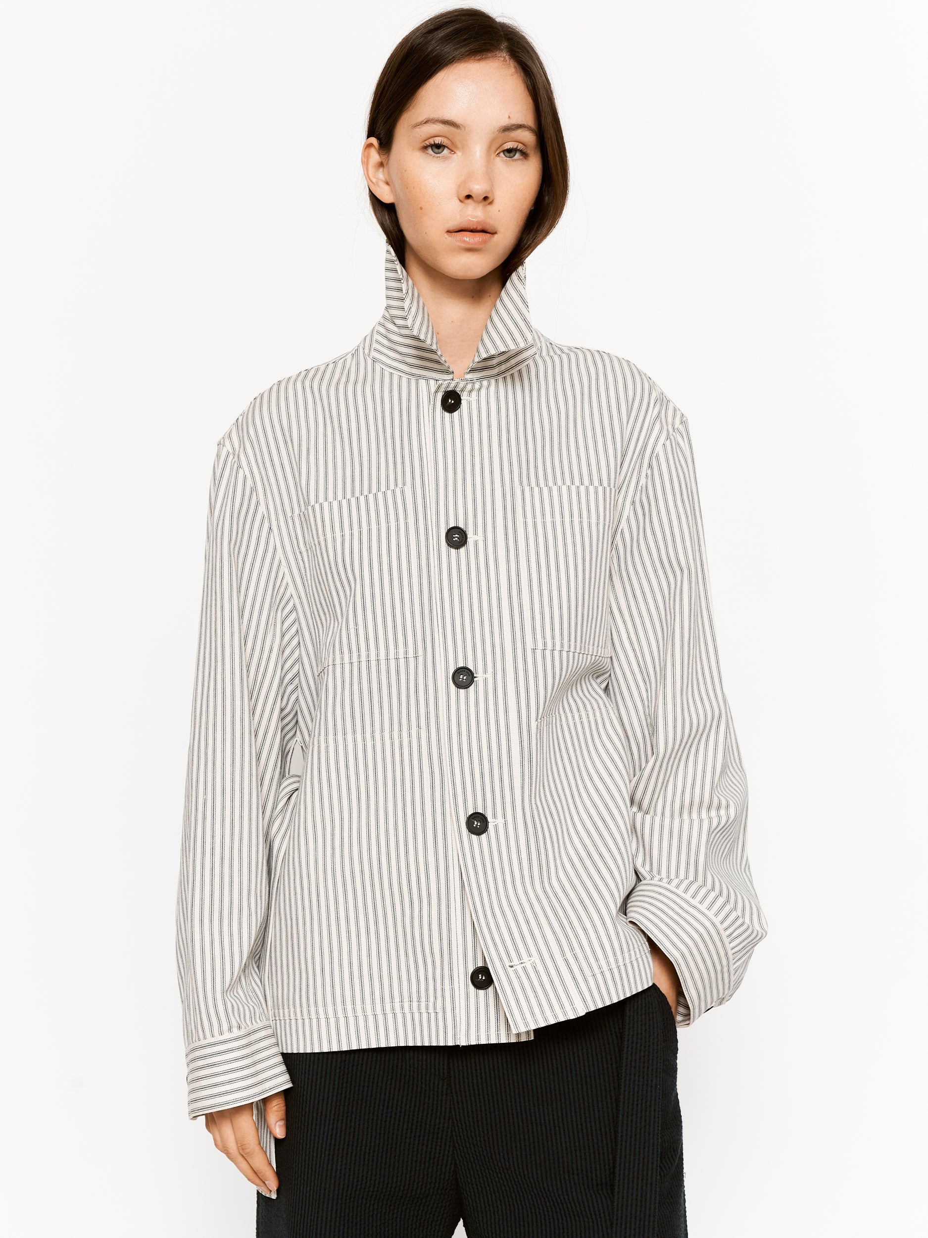 Mosher Jacket Forest Ecru Stripe