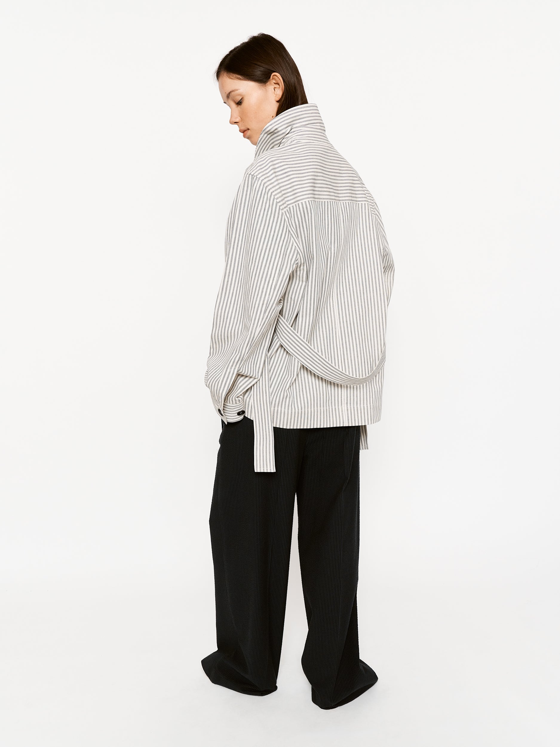 Mosher Jacket Forest Ecru Stripe