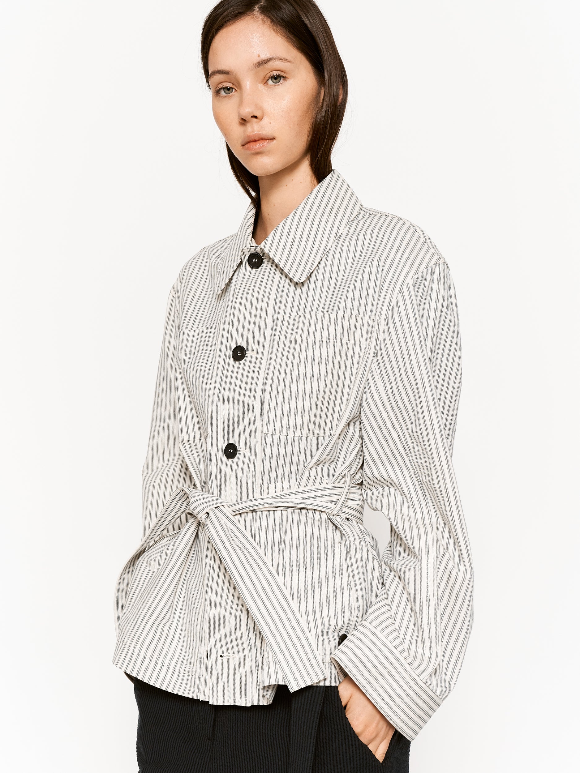 Mosher Jacket Forest Ecru Stripe