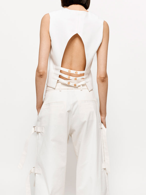 トップス White moleskin vest Hilber Vest Off White - EUDON CHOI