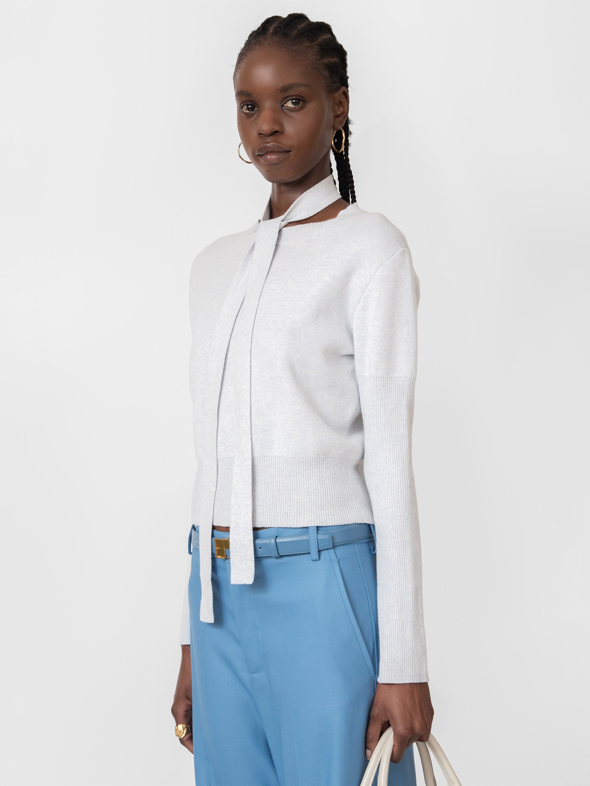 Dayana Cashmere Knit Top Icy Blue